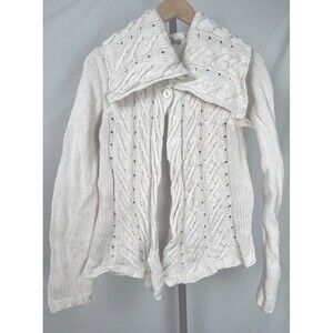 Ambition Sweater Open Cardigan Shawl Chunky Knit Beige Large Cottage Granny Boho